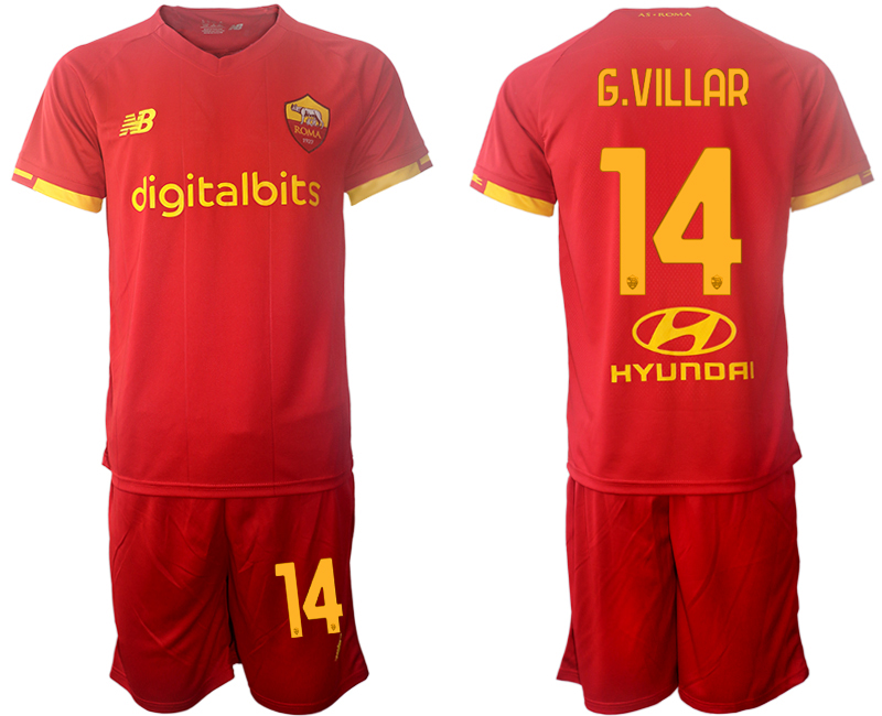 Men 2021-2022 Club AS Roma home red #14 Soccer Jersey